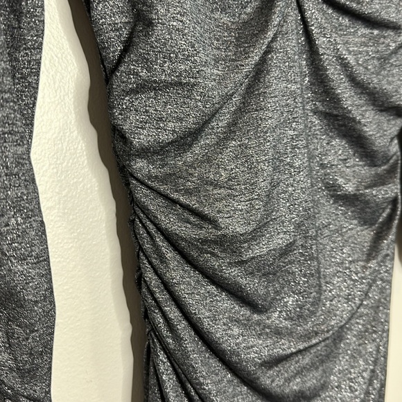 CACHE Metallic Shimmer Body Con Midi Dress | Size: Small | Dark Gray & Silver - Picture 7 of 12